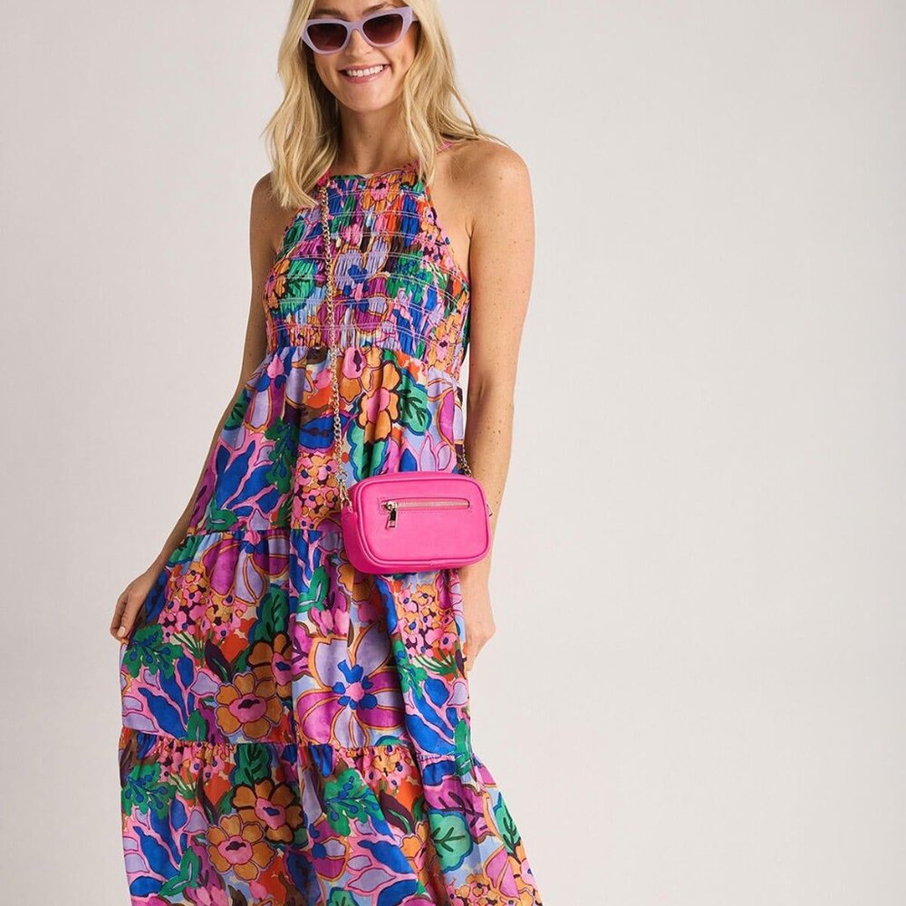 THML Smocked Tiered Maxi Dress